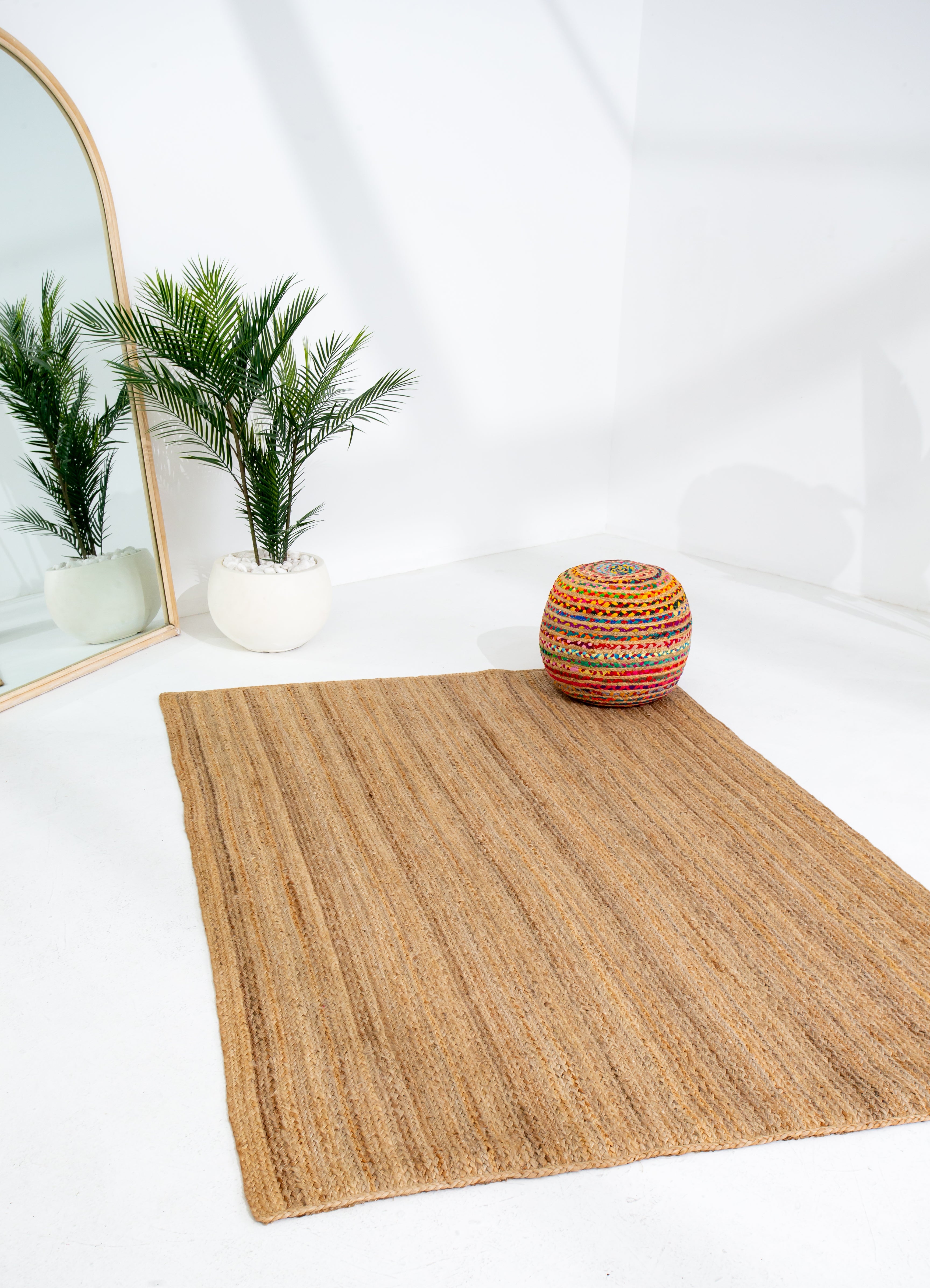 Exquisite Handwoven Braided Rug - Natural Jute - Rectangle