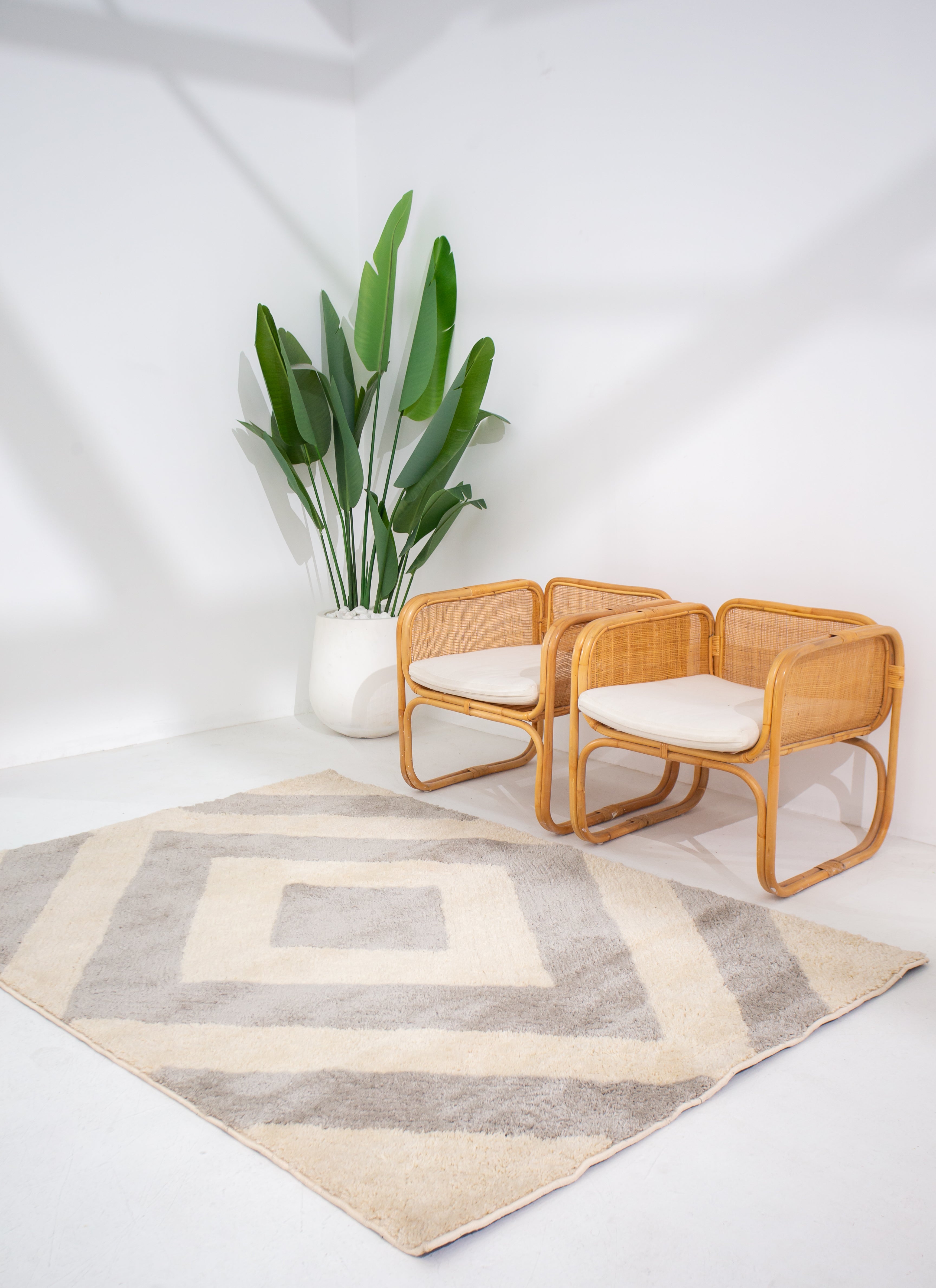 Chic Geometric Moroccan Rug - Microfiber - Rectangle