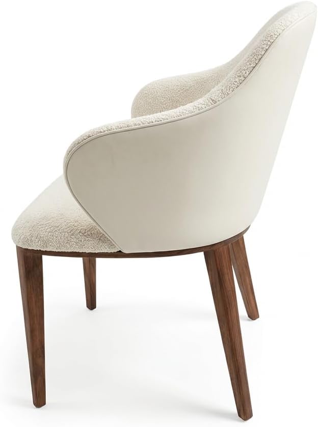 Livora Contour Dining Chairs, Modern Elegant Design, Home Office Hotel Use, Ergonomic Back Support, Solid Ash Wood, Walnut Beige, 43W x 45.5D x 85H cm, Set of 2, 6 kg