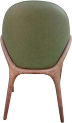 HOMEAARA Oliva Arc Armchair, Modern Scandinavian Design, Home Office Hotel Use, Ergonomic Back Support, Eco-leather & Walnut Wood, Olive Green, 46.5x48x83 cm, 6 kg
