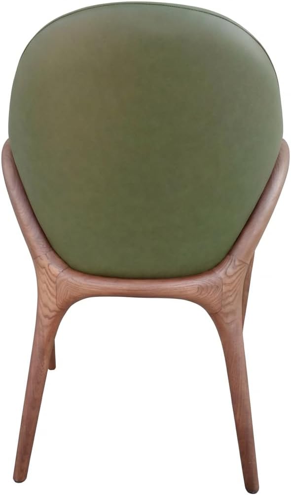 HOMEAARA Oliva Arc Armchair, Modern Scandinavian Design, Home Office Hotel Use, Ergonomic Back Support, Eco-leather & Walnut Wood, Olive Green, 46.5x48x83 cm, 6 kg