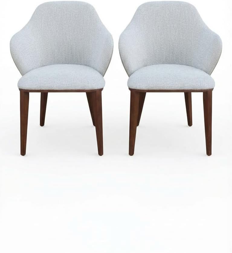 Livora Contour Dining Chairs, Modern Elegant Design, Home Office Hotel Use, Ergonomic Back Support, Solid Ash Wood, Walnut Beige, 43W x 45.5D x 85H cm, Set of 2, 6 kg