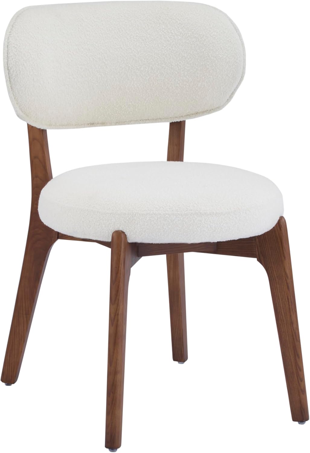 Solara Lounge Dining Chairs Set of 2 Mid Century Modern – Linen Upholstered Seat, Curved Back, Wood Legs – Accent or Side Chair for Home or Office"