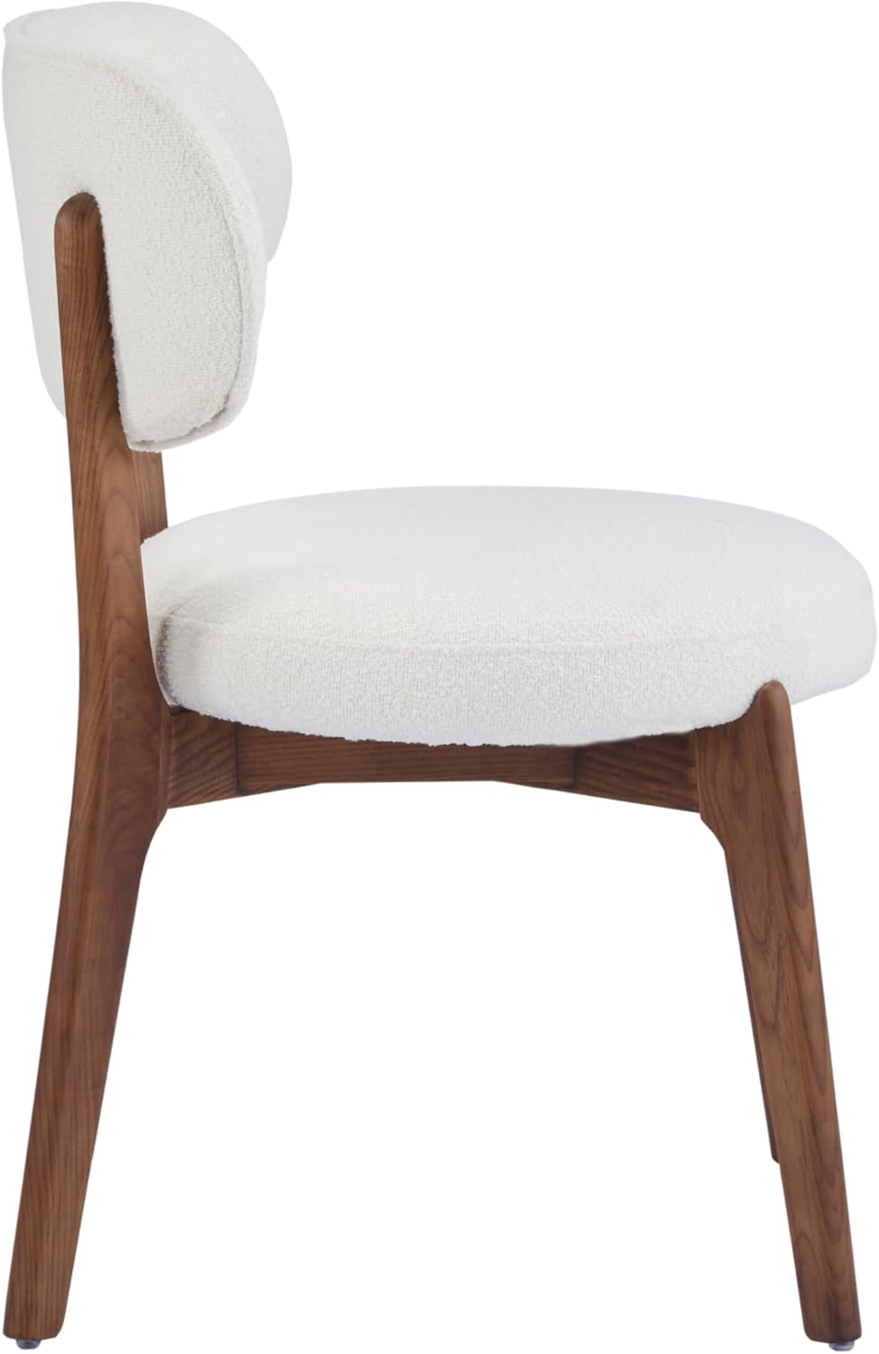 Solara Lounge Dining Chairs Set of 2 Mid Century Modern – Linen Upholstered Seat, Curved Back, Wood Legs – Accent or Side Chair for Home or Office"