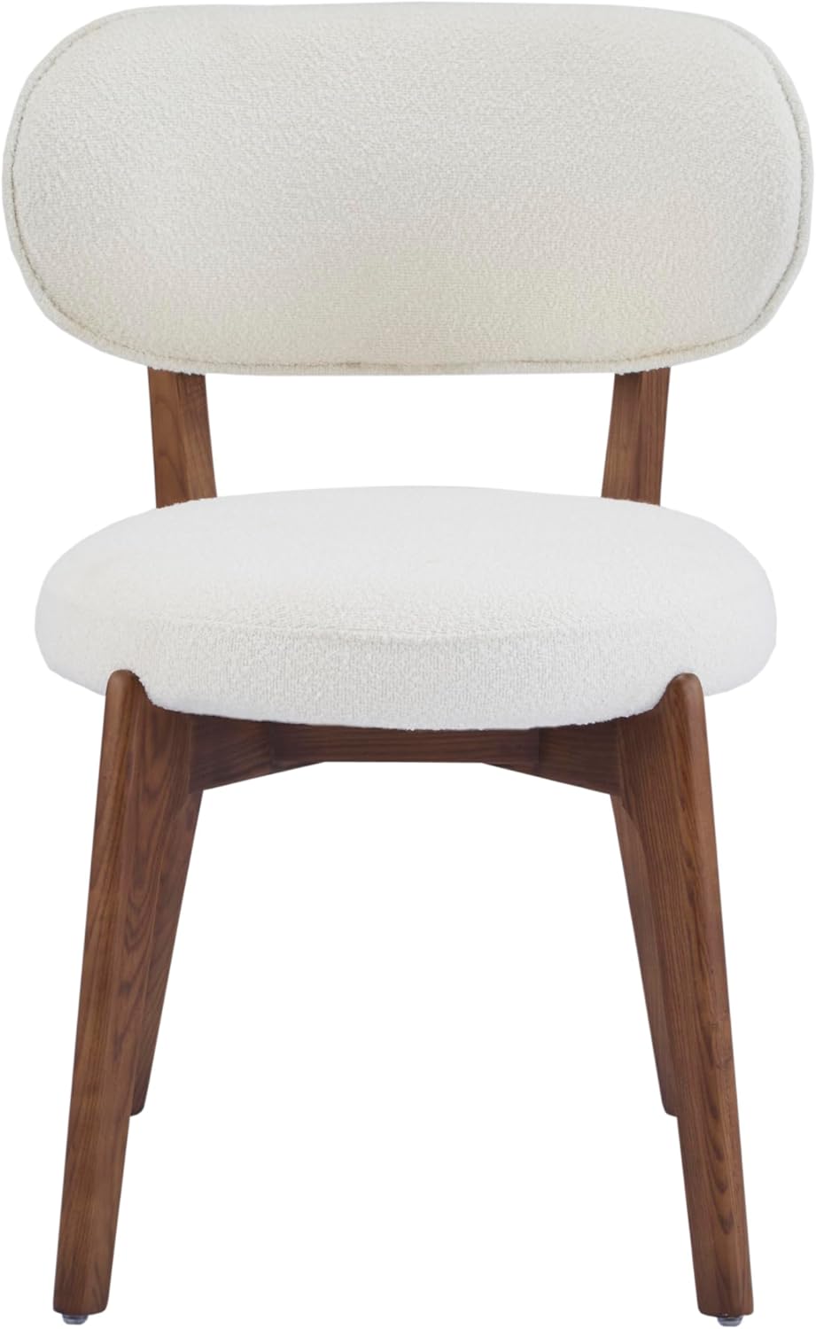 Solara Lounge Dining Chairs Set of 2 Mid Century Modern – Linen Upholstered Seat, Curved Back, Wood Legs – Accent or Side Chair for Home or Office"