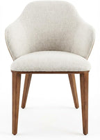 Livora Contour Dining Chairs, Modern Elegant Design, Home Office Hotel Use, Ergonomic Back Support, Solid Ash Wood, Walnut Beige, 43W x 45.5D x 85H cm, Set of 2, 6 kg