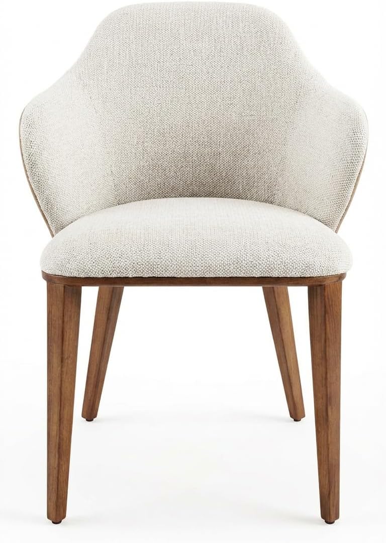 Livora Contour Dining Chairs, Modern Elegant Design, Home Office Hotel Use, Ergonomic Back Support, Solid Ash Wood, Walnut Beige, 43W x 45.5D x 85H cm, Set of 2, 6 kg