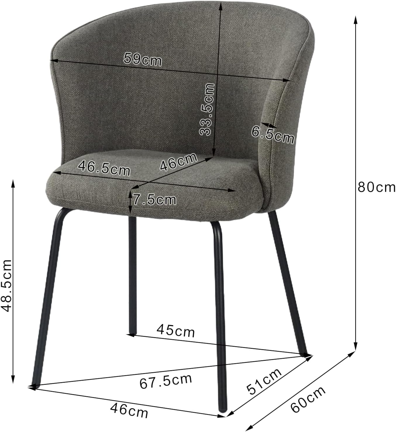 Slate Arc Upholstered Chairs Set of 2