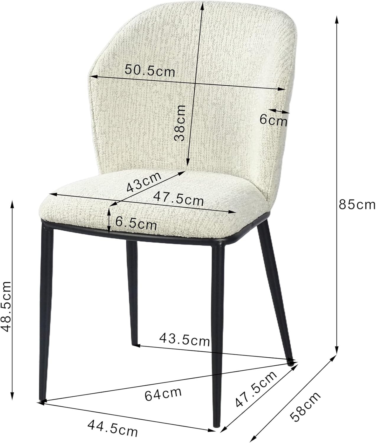 CIRRA Curve Upholstered Chairs Set of 1