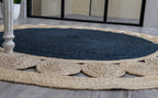 Handmade Braided Area Rug with Grey Center - Jute -Round