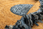 Handmade Textured Area Rug - Jute and Denim -Round