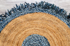 Handmade Textured Area Rug - Jute and Denim -Round