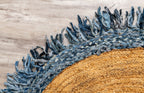 Handmade Textured Area Rug - Jute and Denim -Round