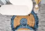 Handmade Textured Area Rug - Jute and Denim -Round