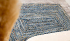 Handcrafted Pattern Rug - Natural Jute & Denim  - Rectangle