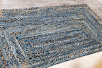 Handcrafted Pattern Rug - Natural Jute & Denim  - Rectangle