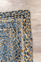 Handcrafted Pattern Rug - Natural Jute & Denim  - Rectangle