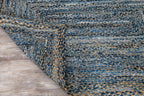 Handcrafted Pattern Rug - Natural Jute & Denim  - Rectangle