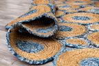 Exquisite Handwoven Braided Rug - Jute and Denim - Bubble Design