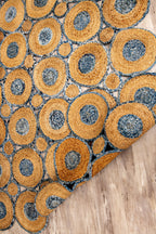 Exquisite Handwoven Braided Rug - Jute and Denim - Bubble Design