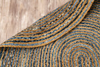 Handcrafted Pattern Rug - Natural Jute & Denim  - Oval