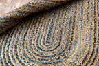Handcrafted Pattern Rug - Natural Jute & Denim  - Oval