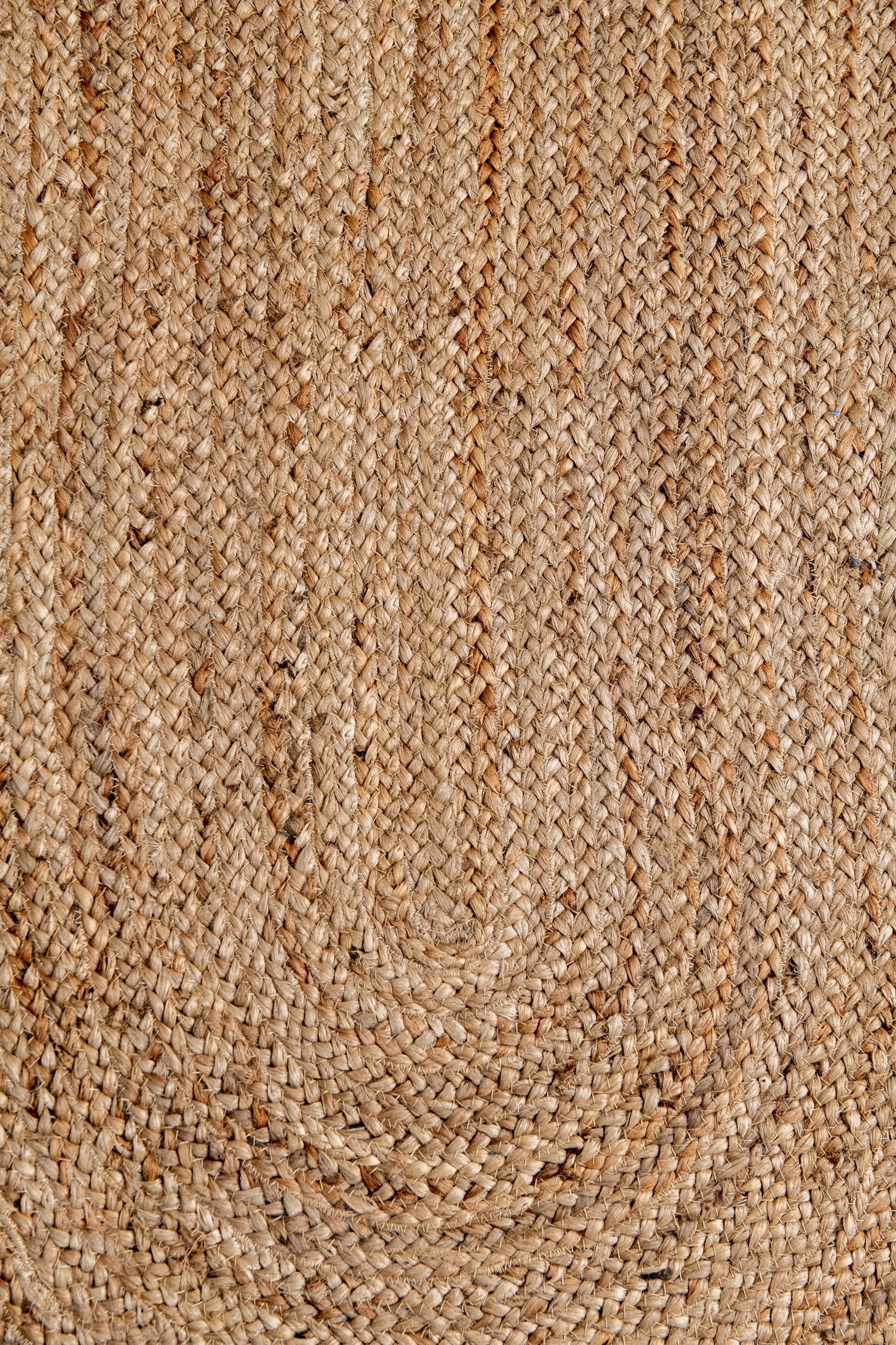 Homespun Braided Rug - Natural Jute with White Border  - Oval