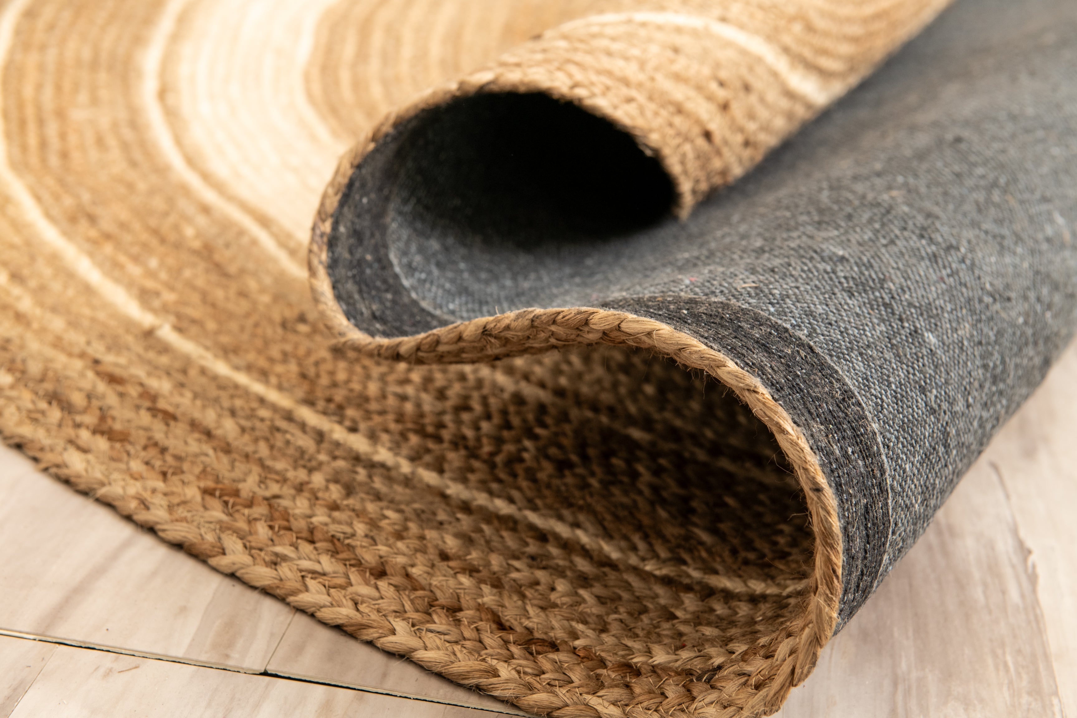 Homespun Braided Rug - Natural Jute with White Border  - Oval