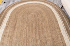 Homespun Braided Rug - Natural Jute with White Border  - Oval