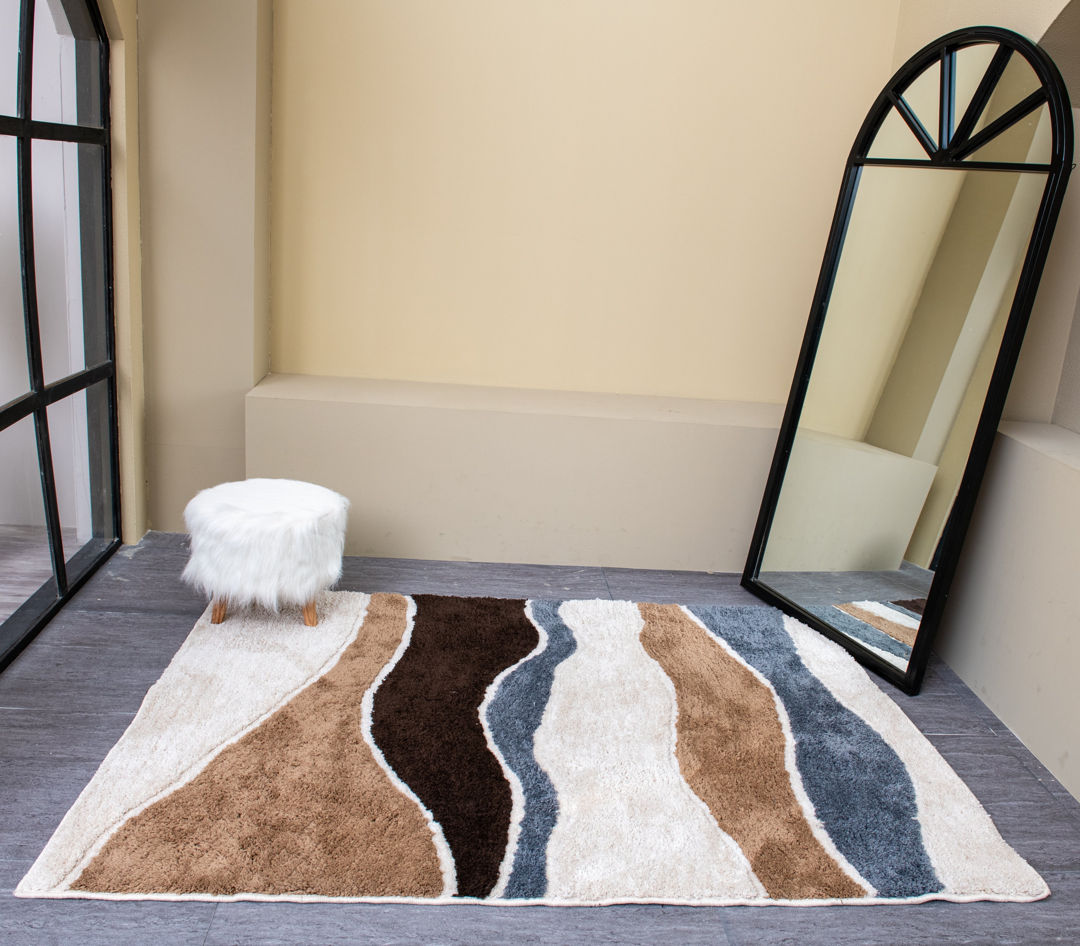 Plush Moroccan Patterned Rug - Microfiber -Multicolor- Rectangle