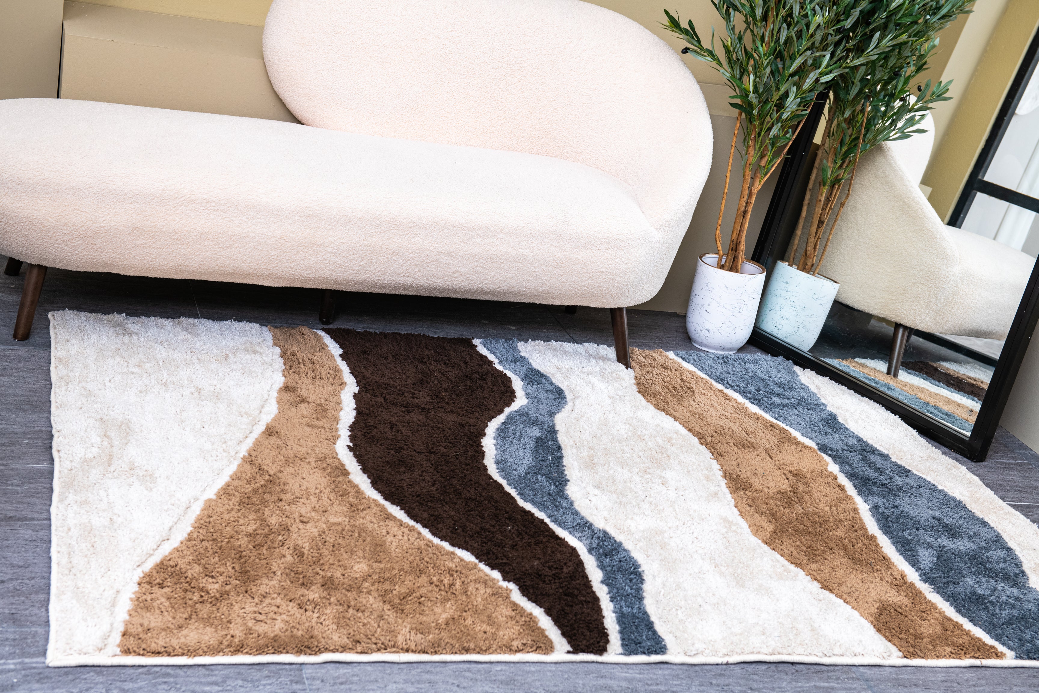 Plush Moroccan Patterned Rug - Microfiber -Multicolor- Rectangle