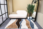 Plush Moroccan Patterned Rug - Microfiber -Multicolor- Rectangle