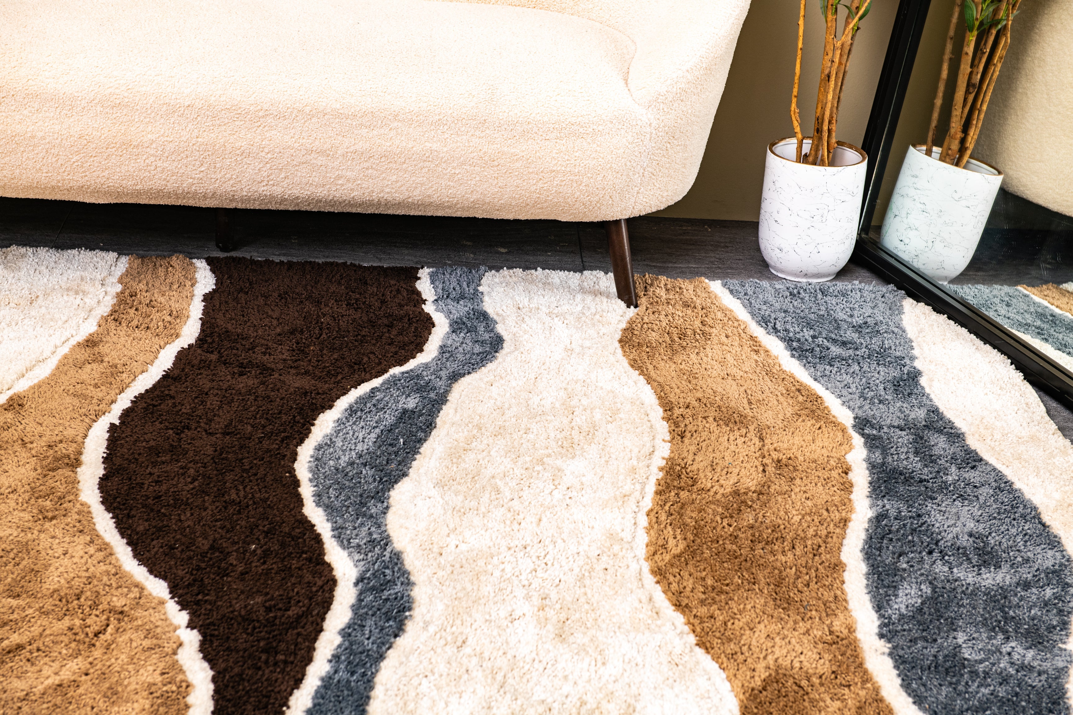 Plush Moroccan Patterned Rug - Microfiber -Multicolor- Rectangle