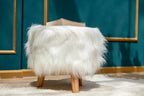 Sumptuous Fluffy Fur Ottoman - Premium Long Fur - White
