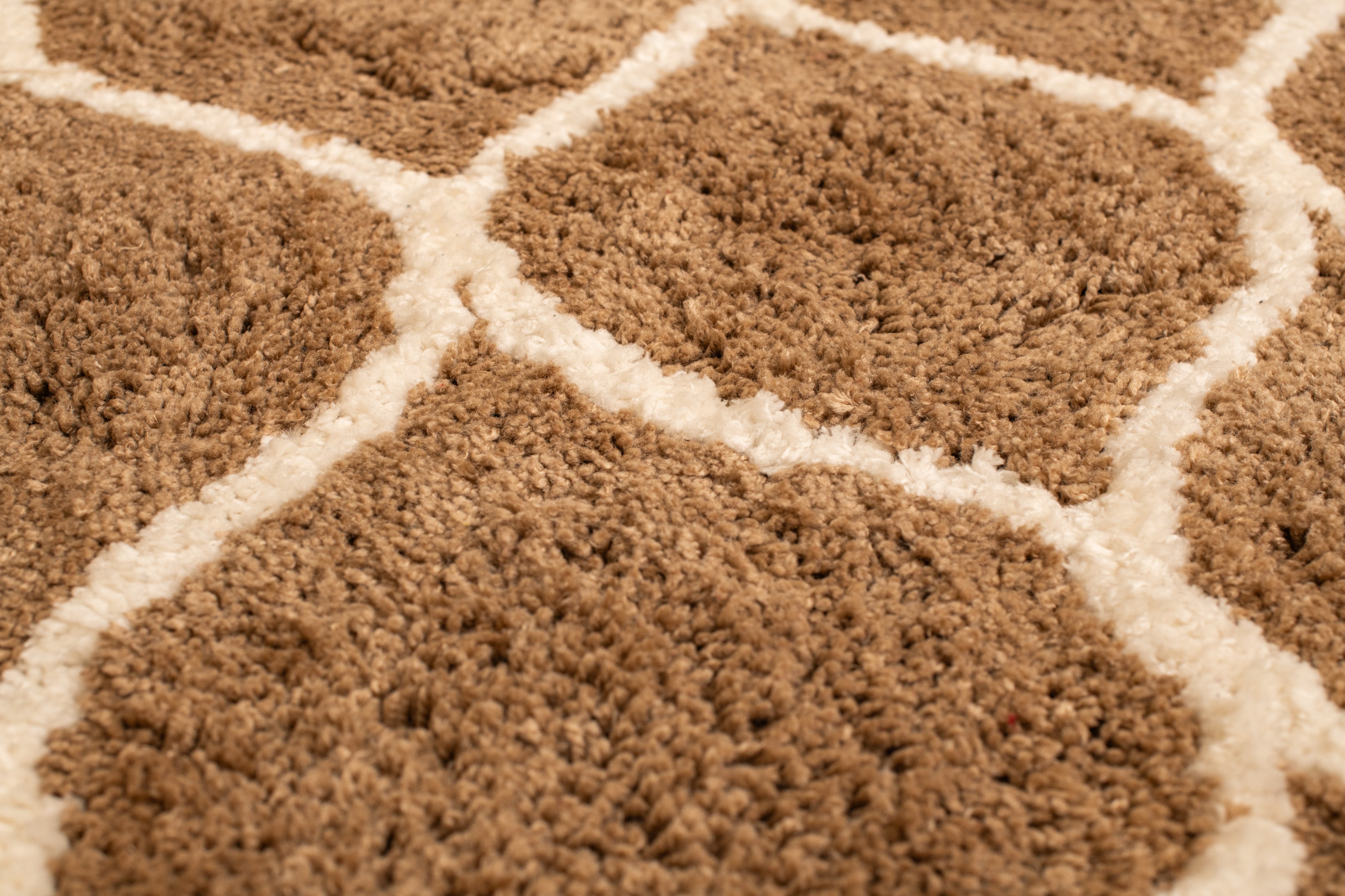 Microfiber Moroccan Trellis Rug - Beige and Cream- Rectangle