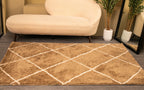 Microfiber Moroccan Geometric Rug - Beige and Cream- Rectangle