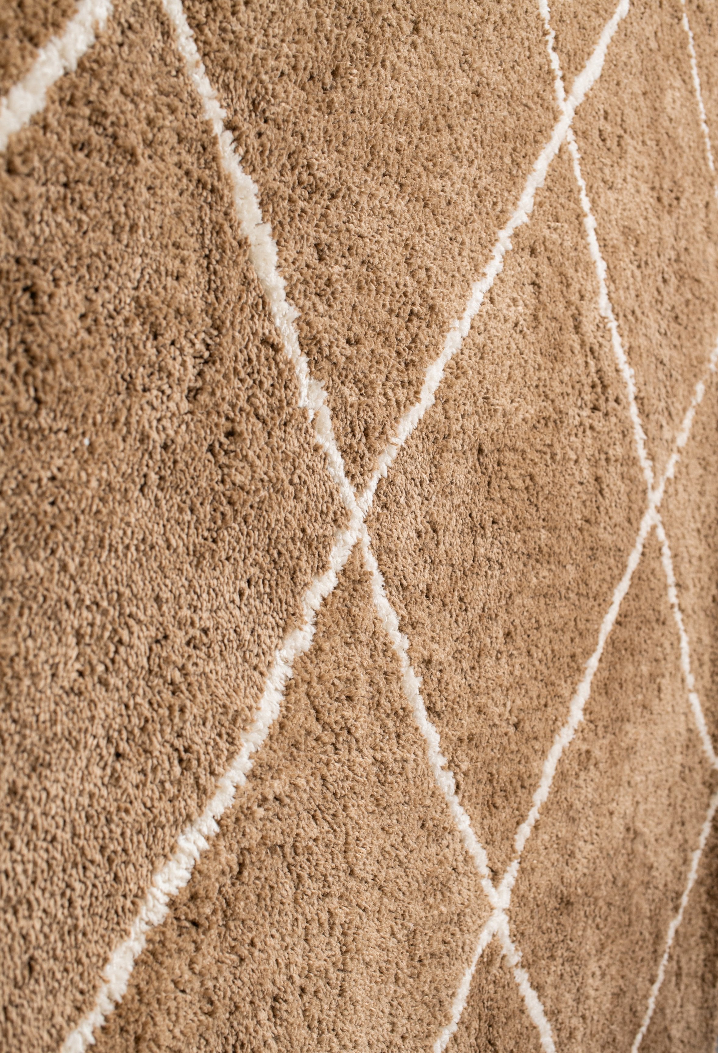 Microfiber Moroccan Geometric Rug - Beige and Cream- Rectangle