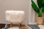 Sumptuous Fluffy Fur Ottoman - Premium Long Fur - White