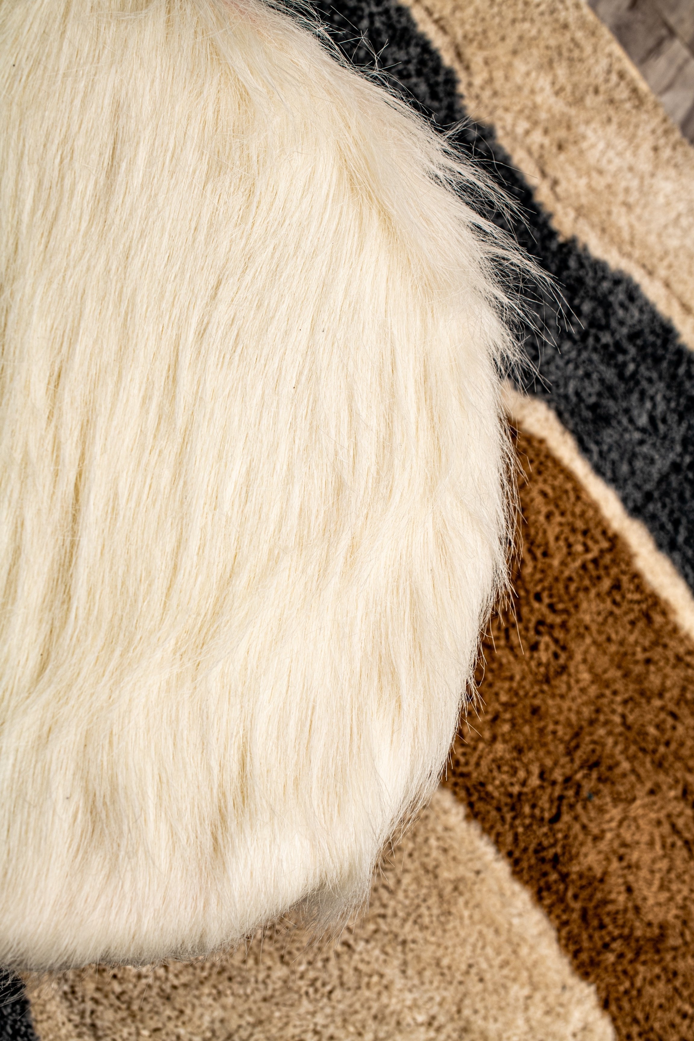Sumptuous Fluffy Fur Ottoman - Premium Long Fur - White