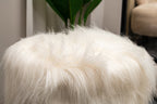 Sumptuous Fluffy Fur Ottoman - Premium Long Fur - White
