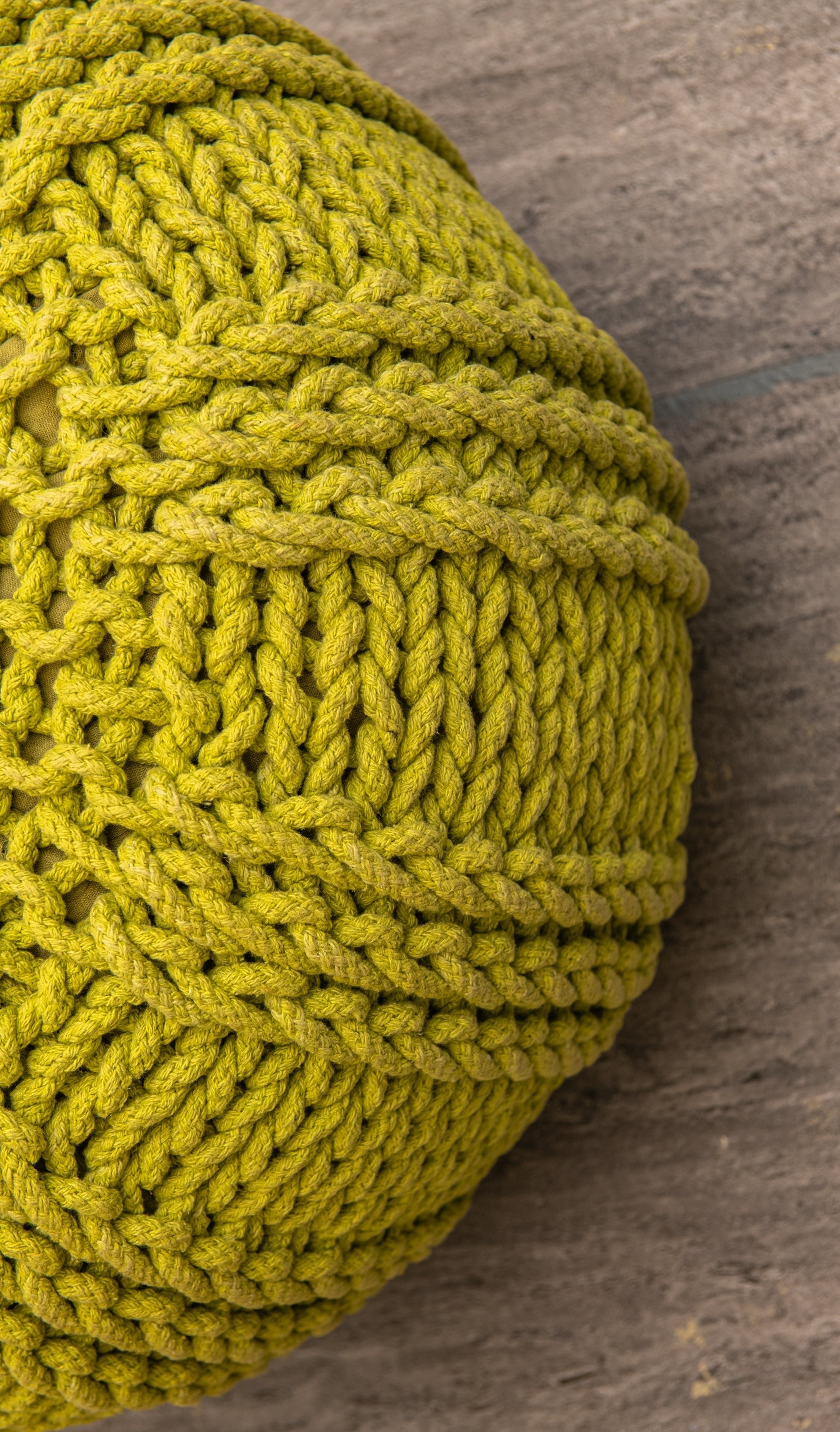 Boho Chic Intertwined Pouf- Lime Green