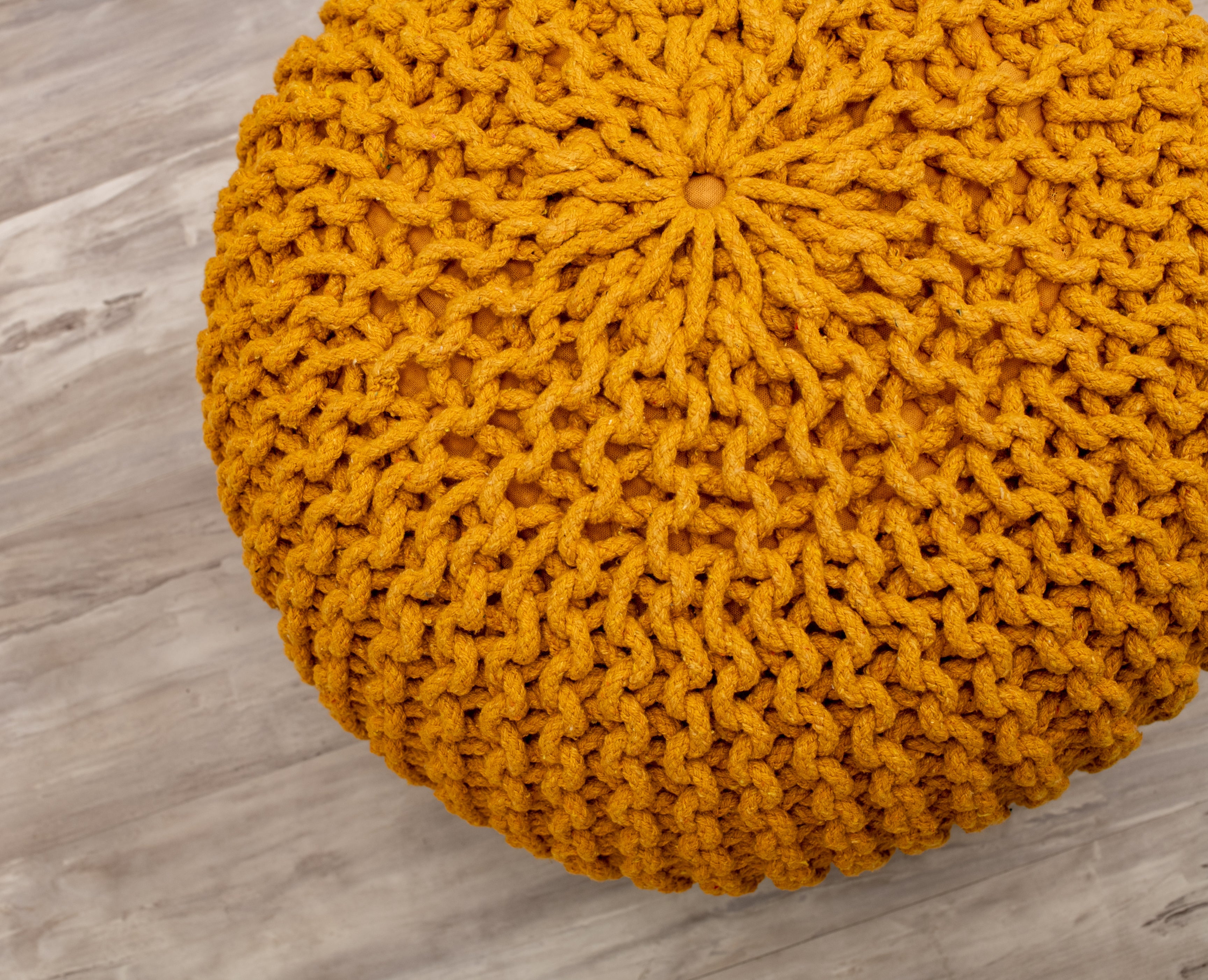 Boho Chic Intertwined Pouf- Golden Yellow
