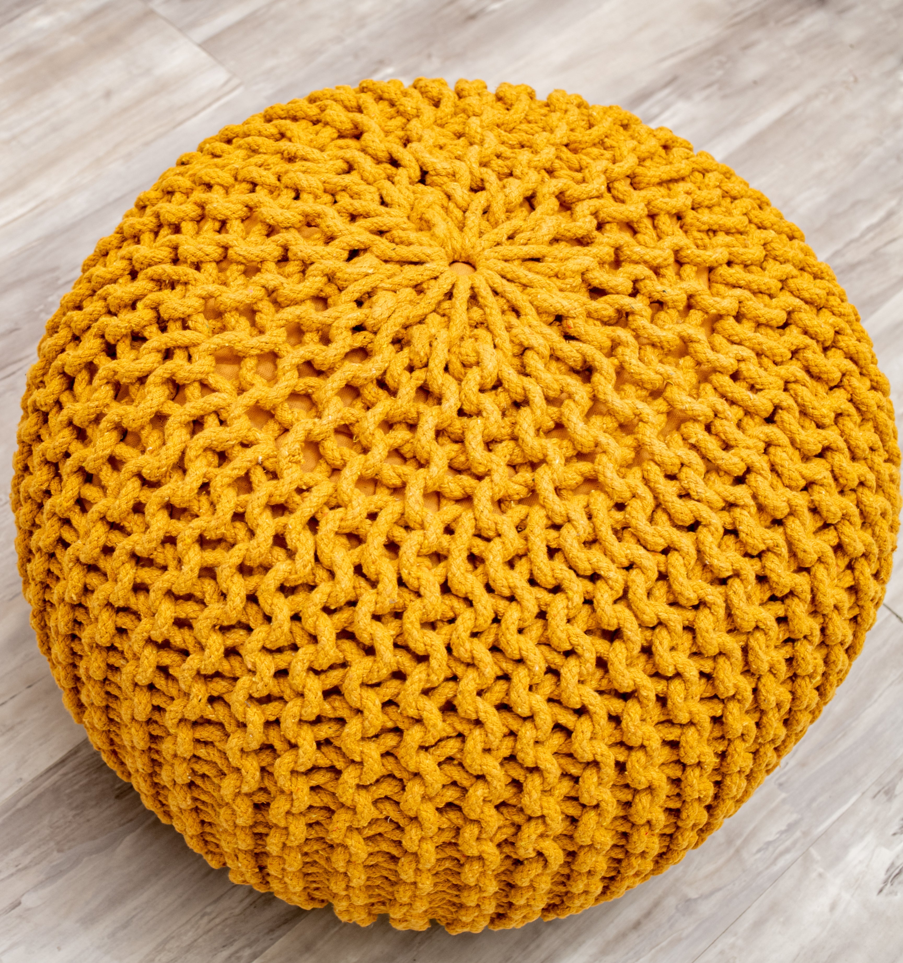 Boho Chic Intertwined Pouf- Golden Yellow