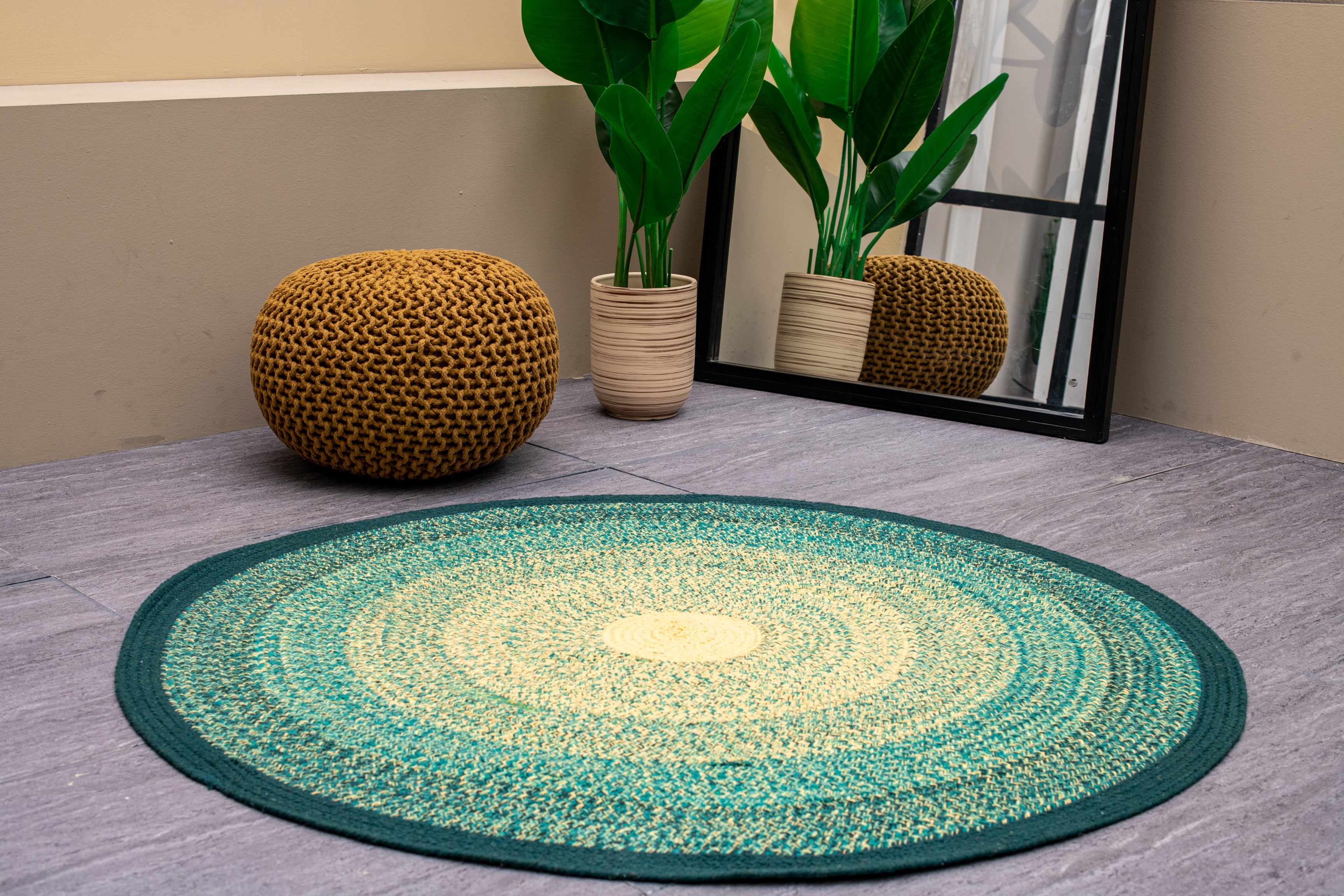 Green Wilderness Ombre Rug - Cotton -Round