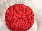 Boho Chic Intertwined Pouf- Red