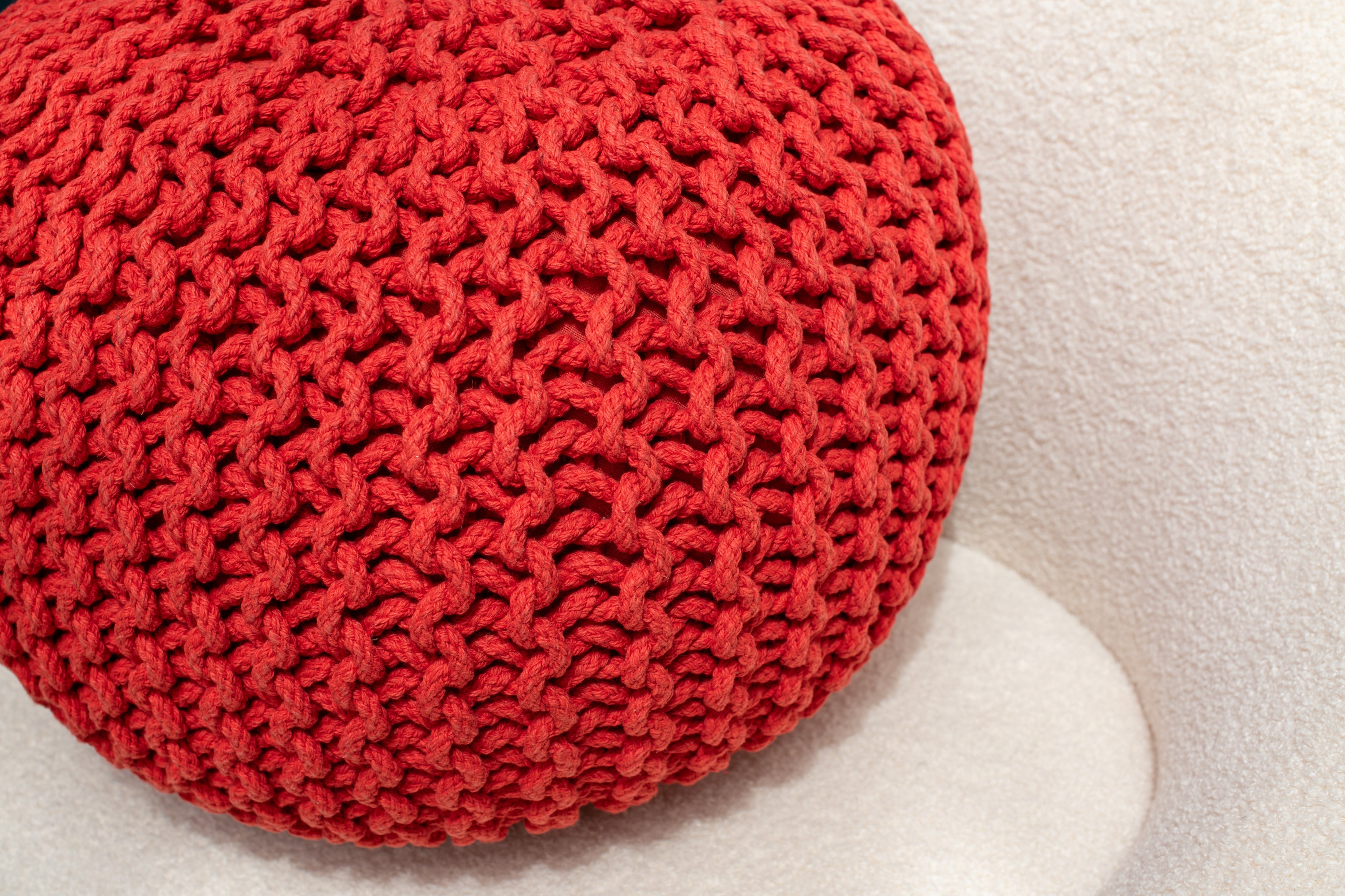 Boho Chic Intertwined Pouf- Red