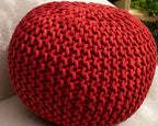 Boho Chic Intertwined Pouf- Red