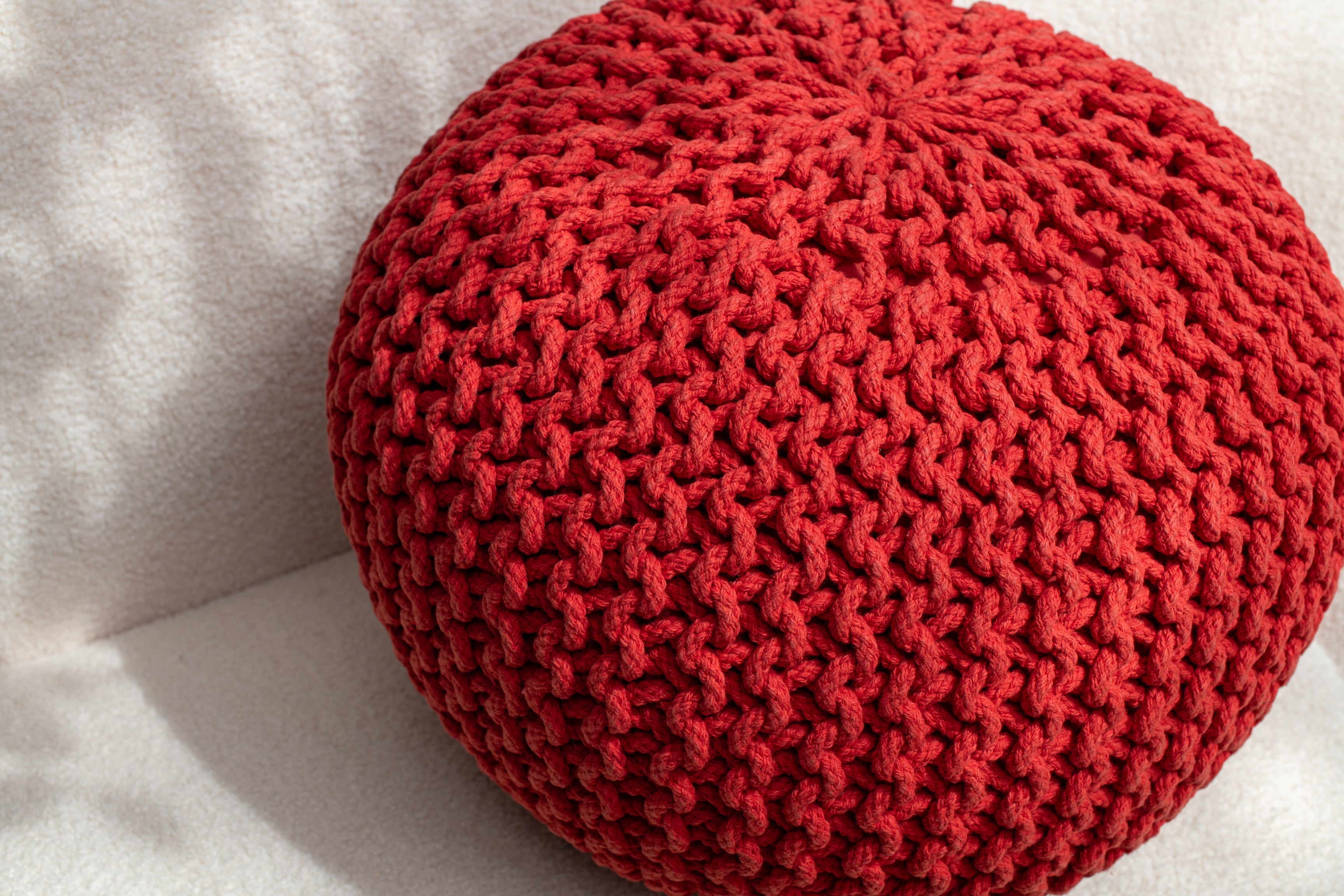 Boho Chic Intertwined Pouf- Red