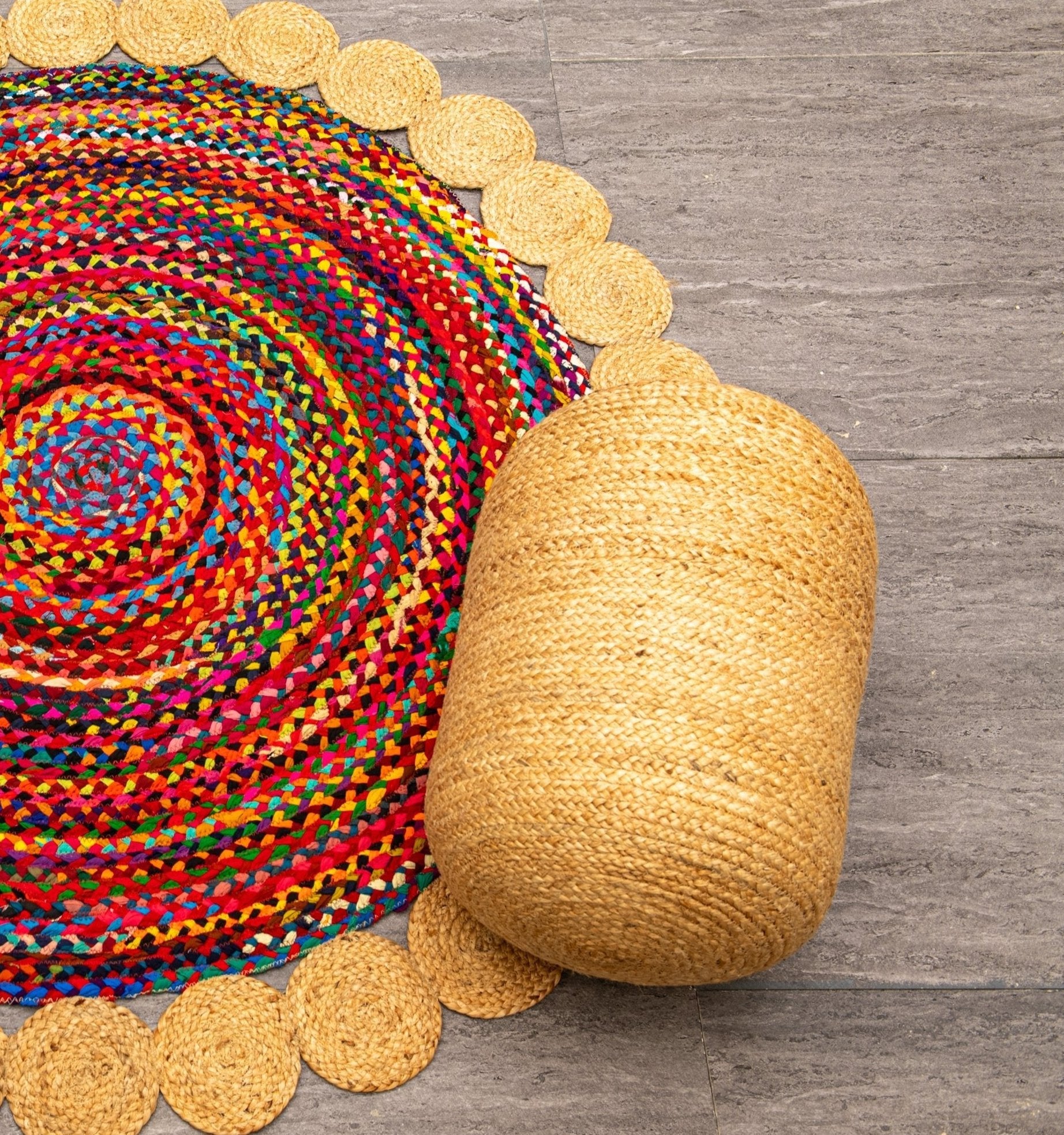 Large Organic Jute Pouf