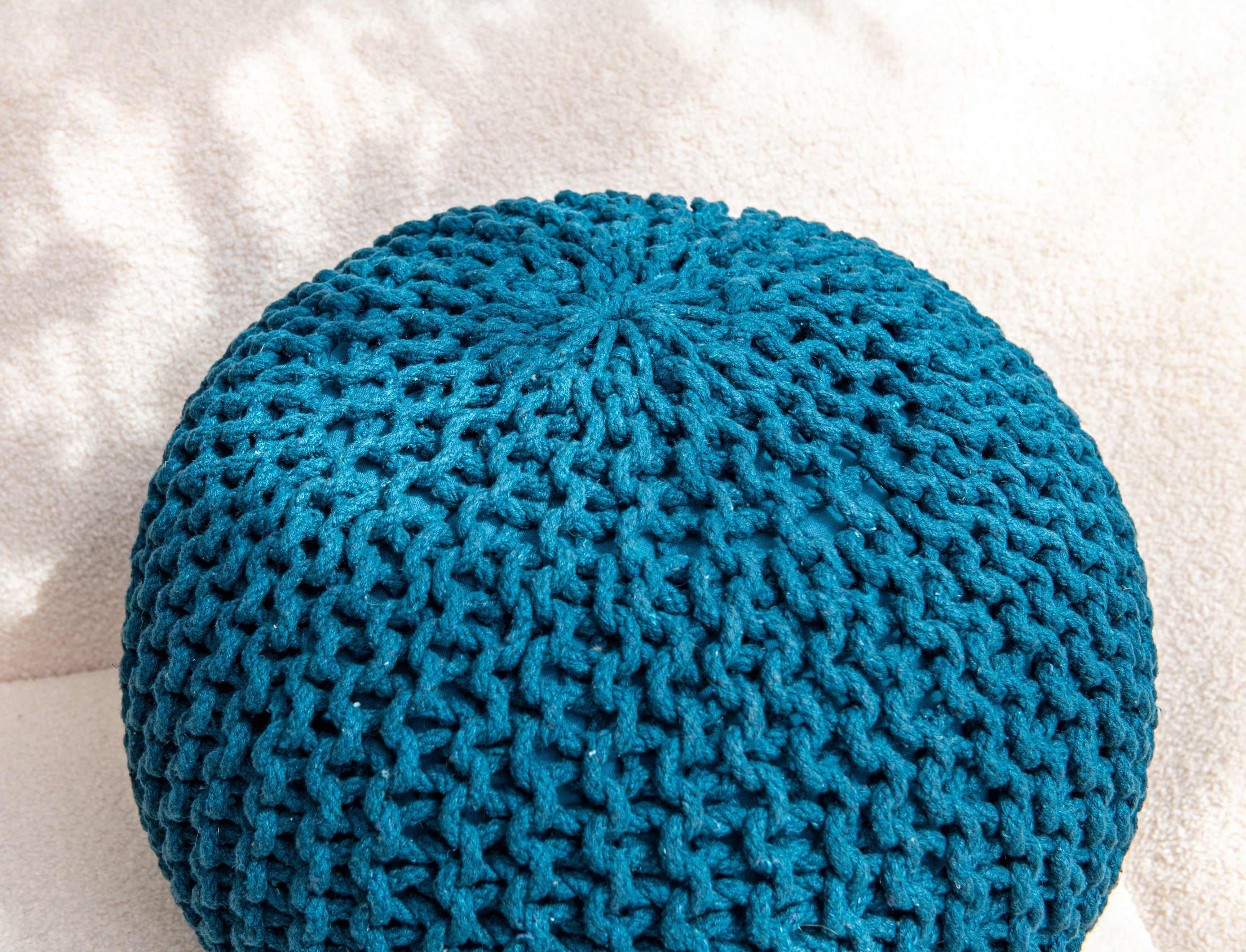 Boho Chic Intertwined Pouf- Turquoise